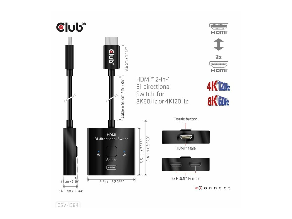 CSV-1384 8719214472832 Club 3D HDMI 2-in-1 Bi-directi Etree Shop Deutschland online 2